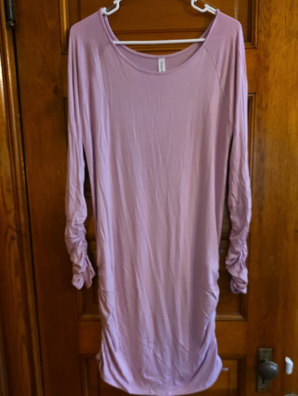 Zenana Premium Lavender Pink Ruched-Sleeve Dress